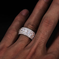 Fine Jewelry VVS1 Moissanite Rings With Certificate For Men Hip Hop Pave Setting S925 Sterling Silver Rings Hip Hop Jewelry