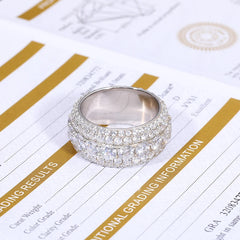 Fine Jewelry VVS1 Moissanite Rings With Certificate For Men Hip Hop Pave Setting S925 Sterling Silver Rings Hip Hop Jewelry