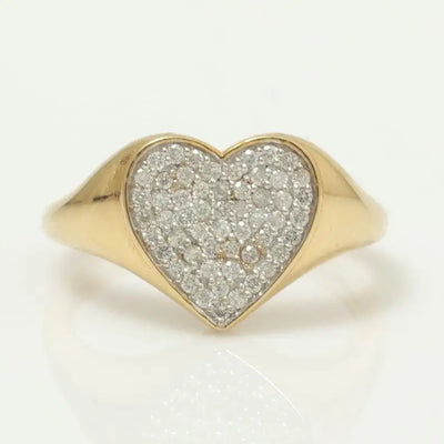 Heart-Shaped Pave Diamond Promise Ring in 18K Gold