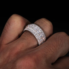 Fine Jewelry VVS1 Moissanite Rings With Certificate For Men Hip Hop Pave Setting S925 Sterling Silver Rings Hip Hop Jewelry