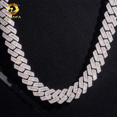 Gold Cuban Link 925 Silver Moissanite Chain 18mm Baguette