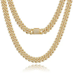 14mm S925 Sterling Silver VVS1 Moissanite Diamond Cuban Link Chain Necklace