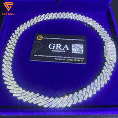 Lifeng Jewelry Hip Hop White Gold Plated Cuban Link Chain  Full Iced Out Diamond  Hip Hop Chain Necklace for Men