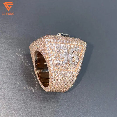 925 Sterling Silver Hip Hop Alphabet Championship Ring for Men Round Brilliant Cut VVS Custom Moissanite Diamond Ring