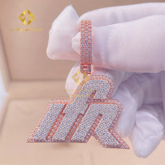 Pass Diamond Tester Two Tone Double Layered 3D Luxury Women Jewelry 925 Silver Hip Hop VVS1 Moissanite Diamond Name Pendant