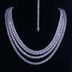 In Stock 5mm Tennis Necklace 925 Silver White Gold Plated 20" Iced Out Men Necklace VVS Moissanite Tennis Chain