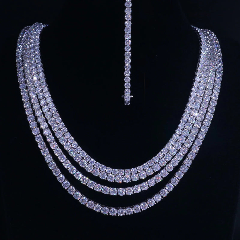 5mm Moissanite Tennis Necklace in 925 Silver, 20