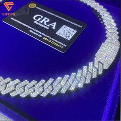Lifeng Jewelry Hip Hop White Gold Plated Cuban Link Chain  Full Iced Out Diamond  Hip Hop Chain Necklace for Men