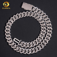 Gold Cuban Link 925 Silver Moissanite Chain 18mm Baguette