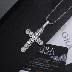 Fine Jewelry Pendant Necklaces Iced Out 925 Silver Moissanite Cross Pendant Necklace Moissanite Chain Necklace Men