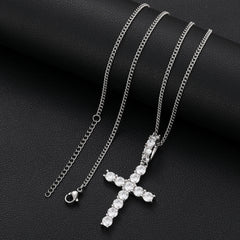 Moissanite Men Women Hip Hop Cross Pendant 925 Sterling Silver Material Hip Hop Fine Jewelry Top Quality 2.8cm*5.6cm 3.64CTW