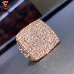 925 Sterling Silver Hip Hop Alphabet Championship Ring for Men Round Brilliant Cut VVS Custom Moissanite Diamond Ring