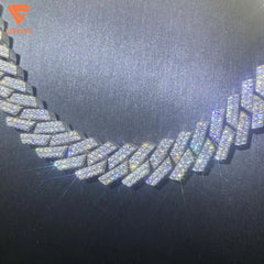Lifeng Jewelry Hip Hop White Gold Plated Cuban Link Chain  Full Iced Out Diamond  Hip Hop Chain Necklace for Men