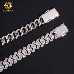Gold Cuban Link 925 Silver Moissanite Chain 18mm Baguette