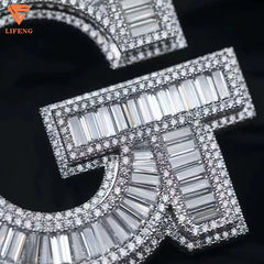 Factory Custom Fashion Jewelry 925 Sterling Silver Round&Baguette Cut VVS Moissanite Hiphop Big Initial G 3D Letter Pendant