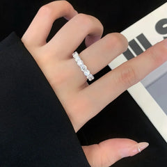 Round Cut Lab Grown Diamond Ring 18K Solid Gold Wedding Engagement Band a Full Circle of Rings