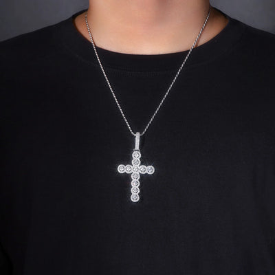 Fine Jewelry Pendant Necklaces Iced Out 925 Silver Moissanite Cross Pendant Necklace Moissanite Chain Necklace Men