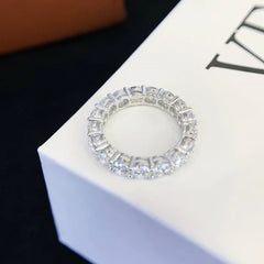 Round Cut Lab Grown Diamond Ring 18K Solid Gold Wedding Engagement Band a Full Circle of Rings