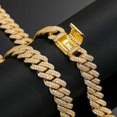 14mm S925 Sterling Silver VVS1 Moissanite Diamond Cuban Link Chain Necklace