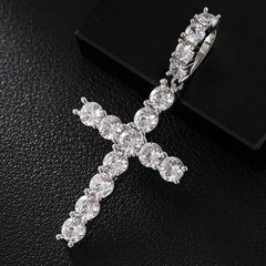 Moissanite Men Women Hip Hop Cross Pendant 925 Sterling Silver Material Hip Hop Fine Jewelry Top Quality 2.8cm*5.6cm 3.64CTW
