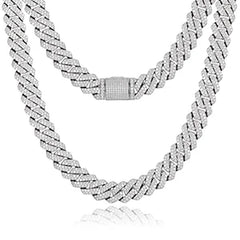 14mm S925 Sterling Silver VVS1 Moissanite Diamond Cuban Link Chain Necklace