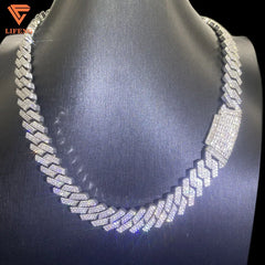Lifeng Jewelry Hip Hop White Gold Plated Cuban Link Chain  Full Iced Out Diamond  Hip Hop Chain Necklace for Men