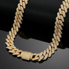 14mm S925 Sterling Silver VVS1 Moissanite Diamond Cuban Link Chain Necklace