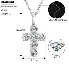 Moissanite Men Women Hip Hop Cross Pendant 925 Sterling Silver Material Hip Hop Fine Jewelry Top Quality 2.8cm*5.6cm 3.64CTW