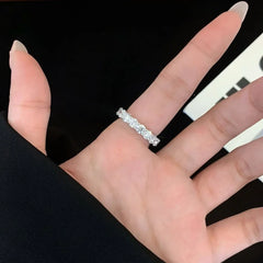 Round Cut Lab Grown Diamond Ring 18K Solid Gold Wedding Engagement Band a Full Circle of Rings