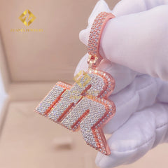 Pass Diamond Tester Two Tone Double Layered 3D Luxury Women Jewelry 925 Silver Hip Hop VVS1 Moissanite Diamond Name Pendant