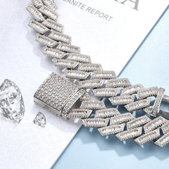 New Arrival Iced Out 18mm Hip Hop Cuban Link Silver 925 Heavy Gold VVS Moissanite Baguette Diamond Cuban Chains With GRA