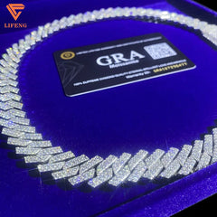 Lifeng Jewelry Hip Hop White Gold Plated Cuban Link Chain  Full Iced Out Diamond  Hip Hop Chain Necklace for Men
