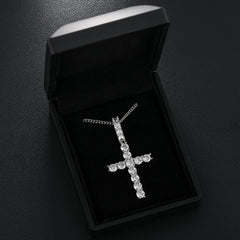 Moissanite Men Women Hip Hop Cross Pendant 925 Sterling Silver Material Hip Hop Fine Jewelry Top Quality 2.8cm*5.6cm 3.64CTW