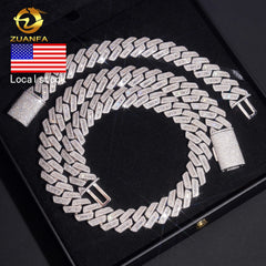 Gold Cuban Link 925 Silver Moissanite Chain 18mm Baguette