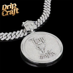 Drip Craft High-end Custom S925 Silver Pendant Sterling Silver Moissanite Inlaid Pendant Fashion Jewelry