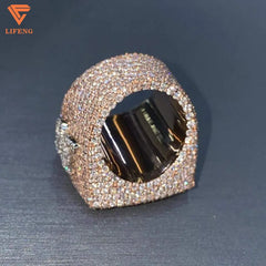925 Sterling Silver Hip Hop Alphabet Championship Ring for Men Round Brilliant Cut VVS Custom Moissanite Diamond Ring