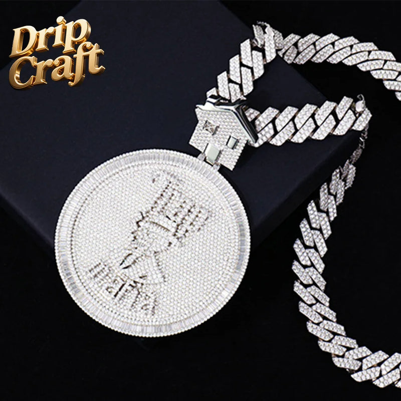 Drip Craft High-end Custom S925 Silver Pendant Sterling Silver Moissanite Inlaid Pendant Fashion Jewelry