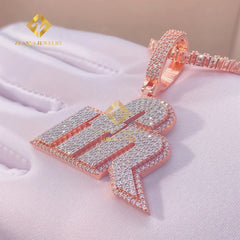 Pass Diamond Tester Two Tone Double Layered 3D Luxury Women Jewelry 925 Silver Hip Hop VVS1 Moissanite Diamond Name Pendant