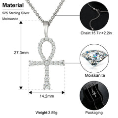Moissanite Men Women Hip Hop Cross Pendant 925 Sterling Silver Material Hip Hop Fine Jewelry Top Quality 2.8cm*5.6cm 3.64CTW