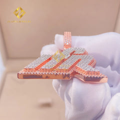 Pass Diamond Tester Two Tone Double Layered 3D Luxury Women Jewelry 925 Silver Hip Hop VVS1 Moissanite Diamond Name Pendant