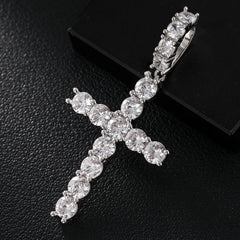 Moissanite Men Women Hip Hop Cross Pendant 925 Sterling Silver Material Hip Hop Fine Jewelry Top Quality 2.8cm*5.6cm 3.64CTW