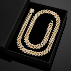 14mm S925 Sterling Silver VVS1 Moissanite Diamond Cuban Link Chain Necklace