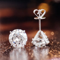 Stud Earrings in 14K White Gold 7CT D-Color Moissanite
