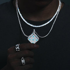 Glowing Dice VVS Moissanite Pendant – 925 Sterling Silver Iced-Out Necklace for Men