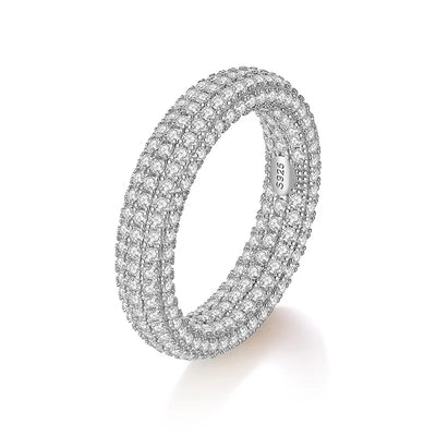 Full moissanite S925 ring, hiphop style high end silver ring with GRA certificate suitable for banquets parties bars giving gift