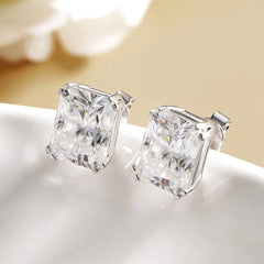 8CTTW Emerald/Radiant Cut Moissanite Stud Earrings for Women Luxury D Color Moissanite Diamond Earrings S925 Silver Jewelry GRA