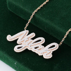 Provence 10K–14K Solid Gold Twist Chain Necklace – Custom VVS Moissanite Name Pendant