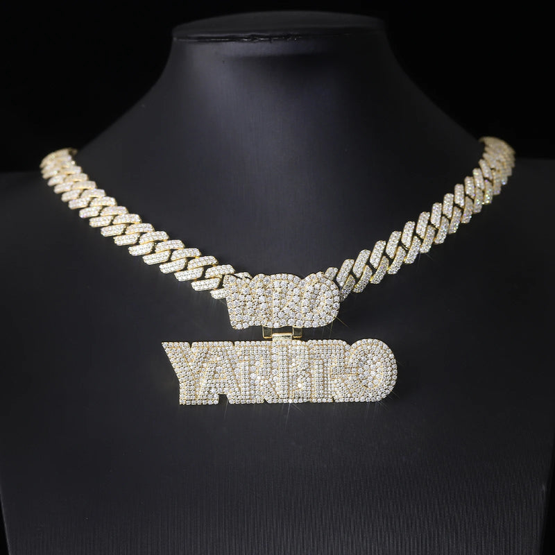 Provence Custom Baguette Letter Pendant – 925 Silver DEF/VS VVS Moissanite Nameplate Necklace