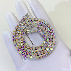 Hiphop 3-4mm Golden Yellow Moissanite Tennis Chain Bracelet Necklace S925 Silver Blue Moissanite Diamond Link Necklace Gift