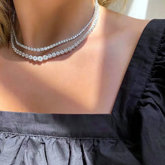 3-6.5mm Size dient All Moissanite Diamond Tennis Necklace with Certificate S925 Silver Riviera Necklaces Neck Chain